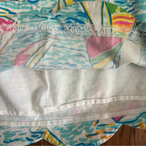 RARE Lilly Pulitzer you gotta regatta Lynnie Skirt Sailboat scallop hem blue 2 - Picture 6 of 11